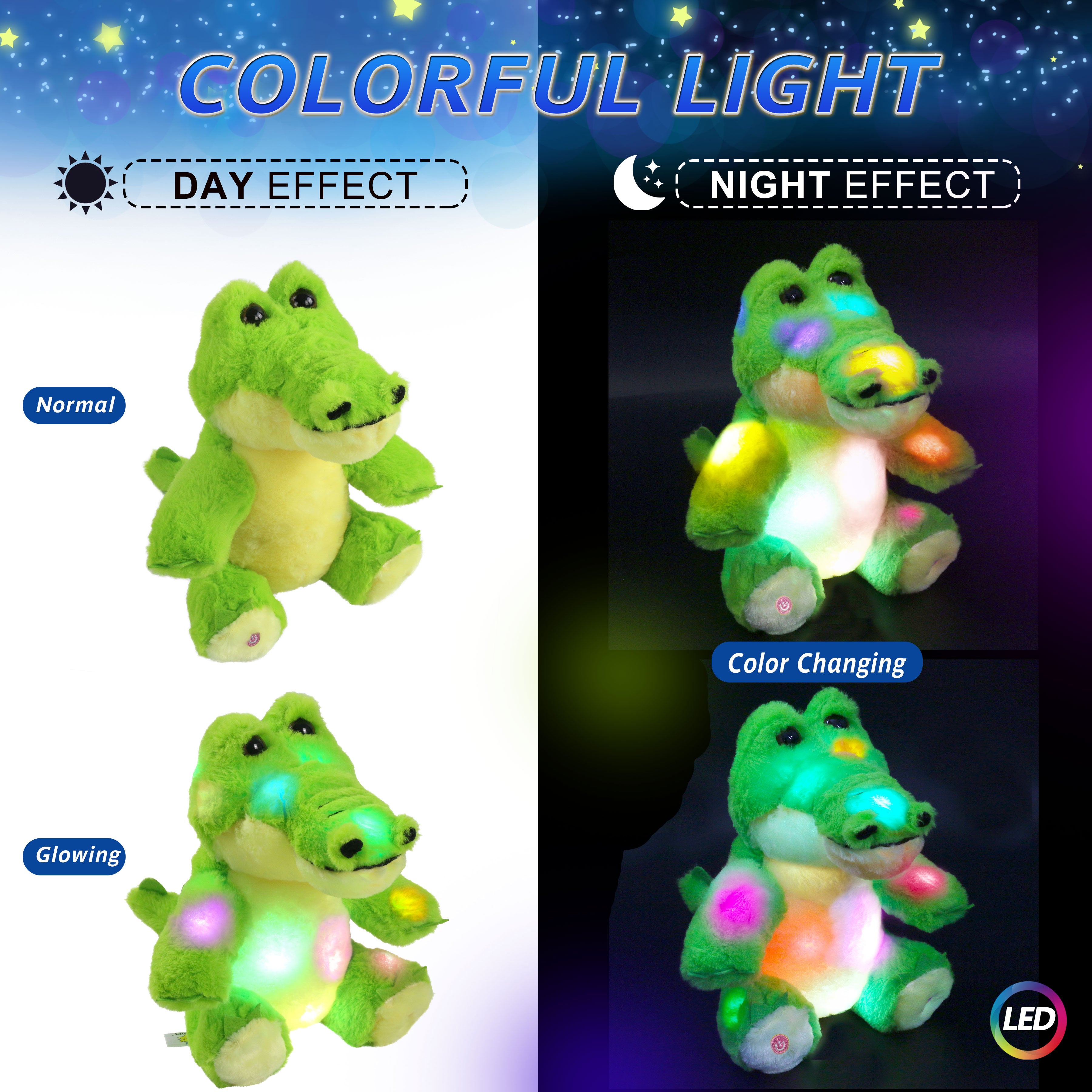 Bstaofy Light up Stuffed Crocodile Animals led Alligator Plush Toy - Glow Guards