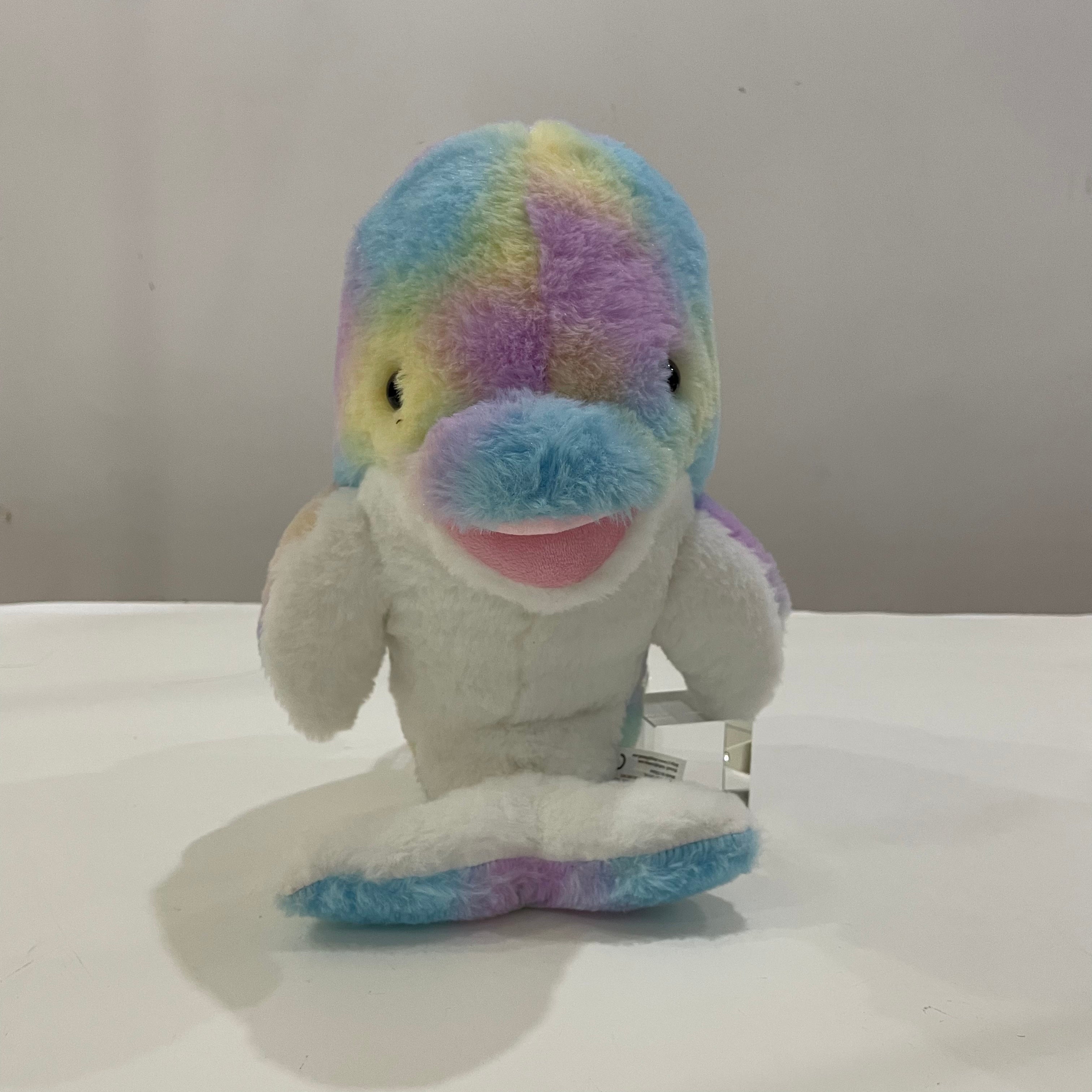 Light up Dolphin Rainbow Stuffed Animals LED Ocean Life Soft Plush Toy with Night Light Bedtime Pal Valentine's Day Birthday for Toddler Kids