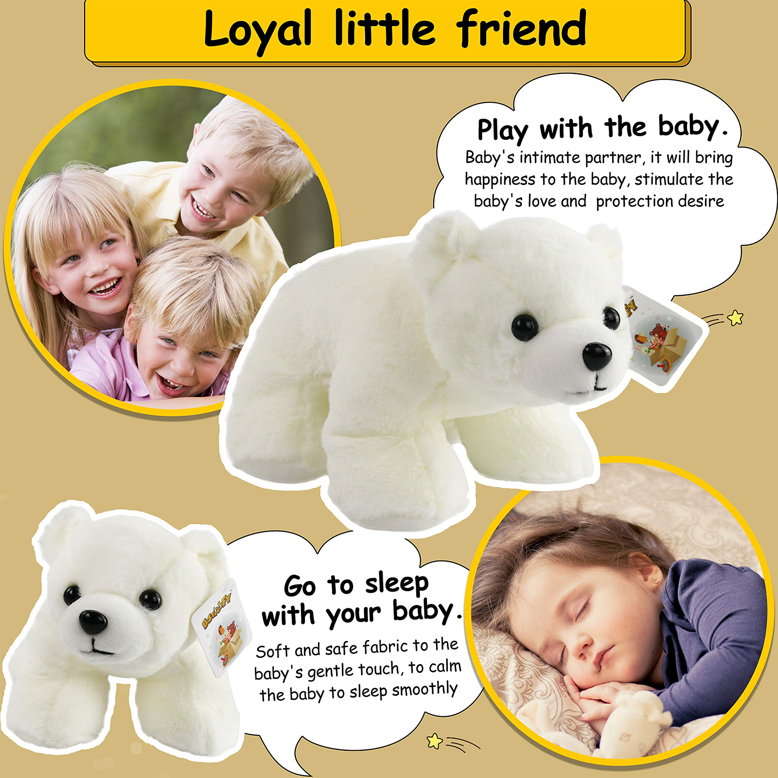 Bstaofy 11'' Light up Polar Bear LED Stuffed Animals Night Light - Glow Guards