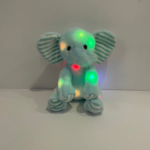 Light Up Elephant Plush Blue Cozy Floppy LED Stuffed Animals