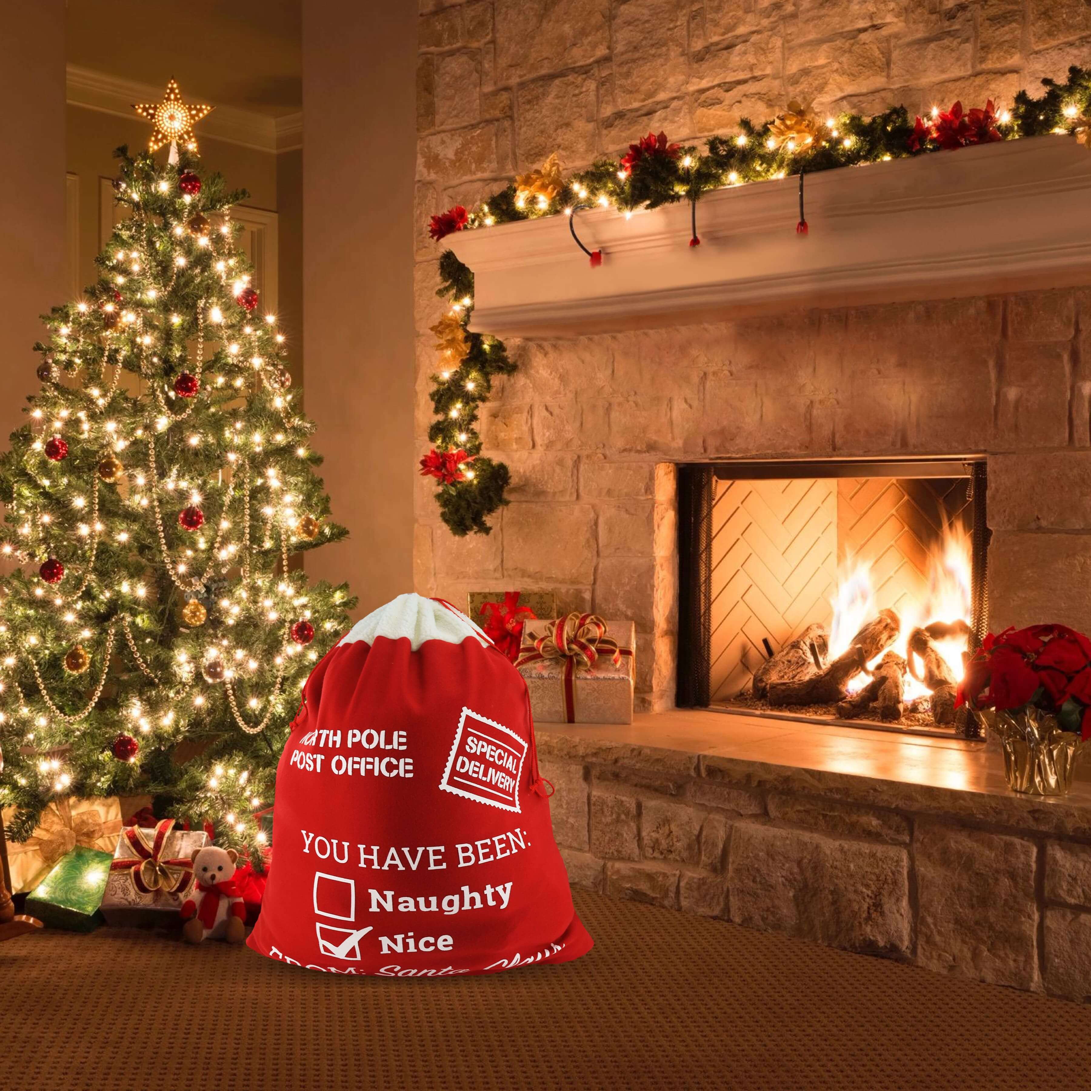 Santa sack bag for Christmas gifts 37.5×31 Inch | Bstaofy - Glow Guards