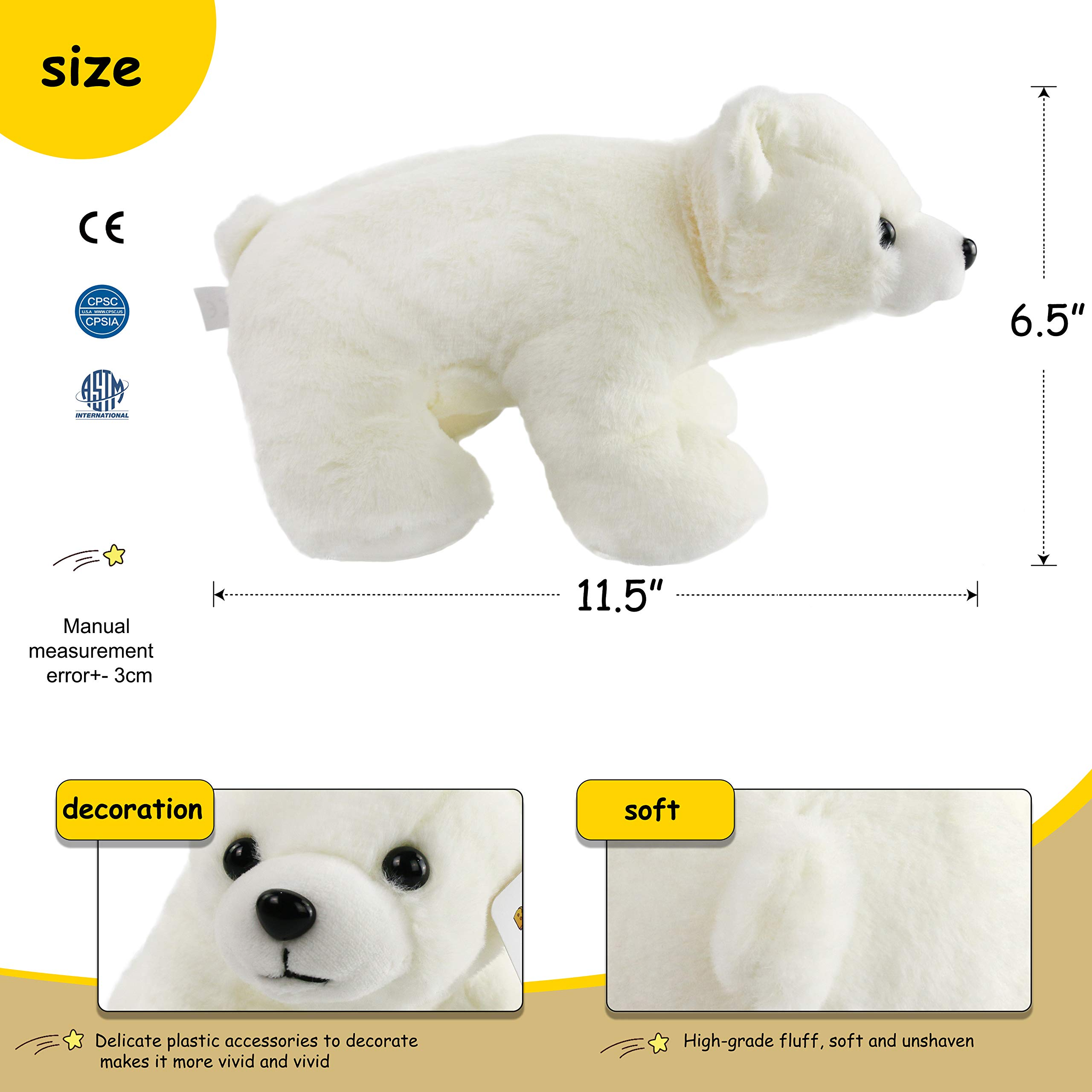 Bstaofy Light up Polar Bear LED Stuffed Animals Night Light Curious Soft Plush - Glow Guards
