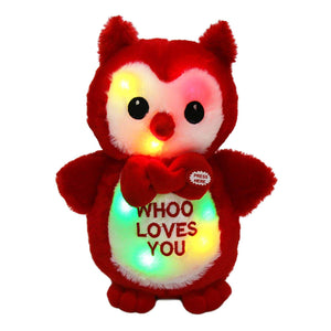 owl stuffed animal light up love plush toy, 9.5'', Red | Bstaofy - Glow Guards