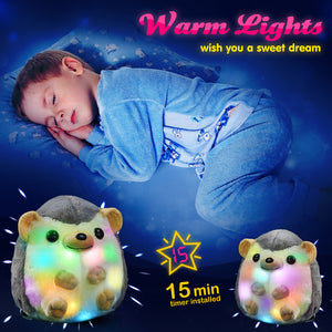 Bstaofy Light up Hedgehog Stuffed Animal Gift for Toddlers Kids on Birthday Christmas, 10'' - Glow Guards