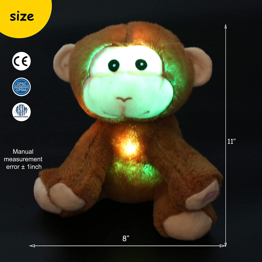 Athoinsu 11'' Light up Stuffed Monkey Soft Plush Toy - Glow Guards