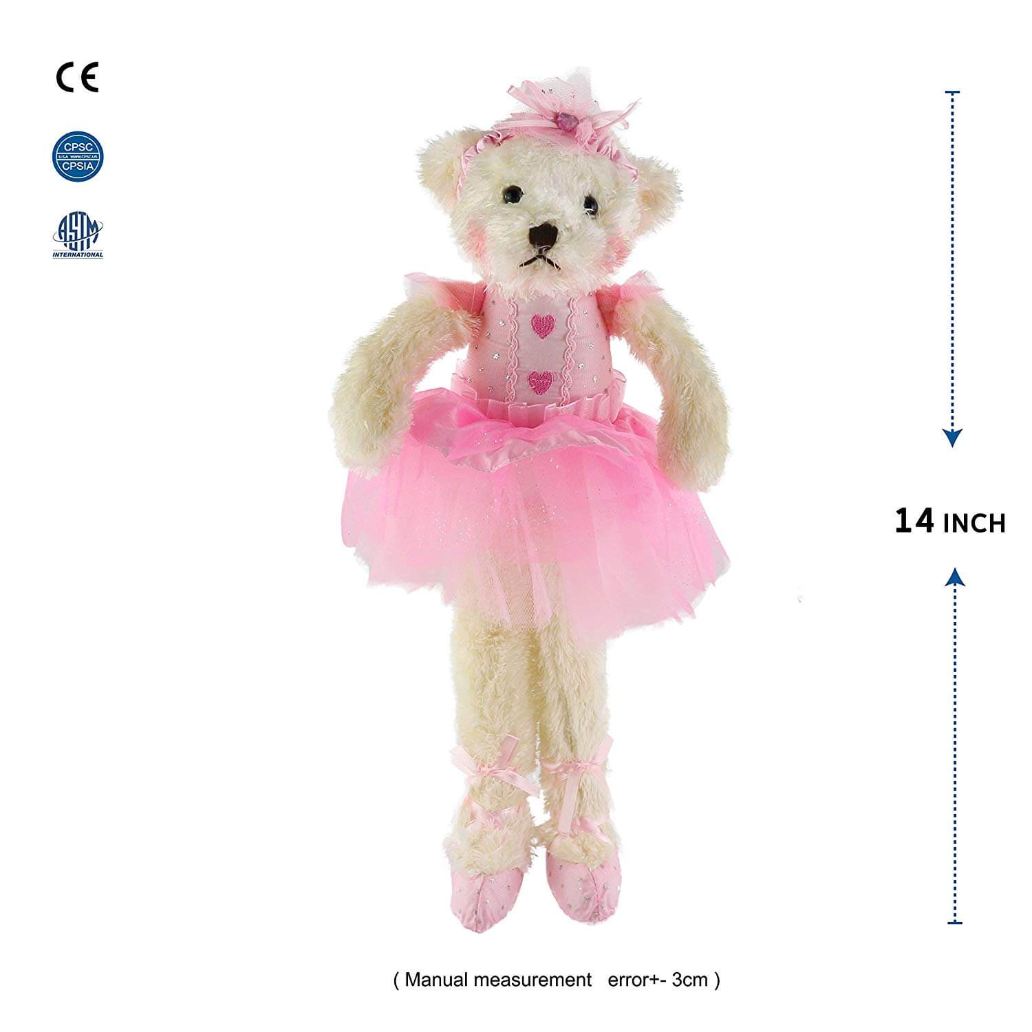 ballerina teddy bear pink stuffed animal 15-inch | Bstaofy - Glow Guards