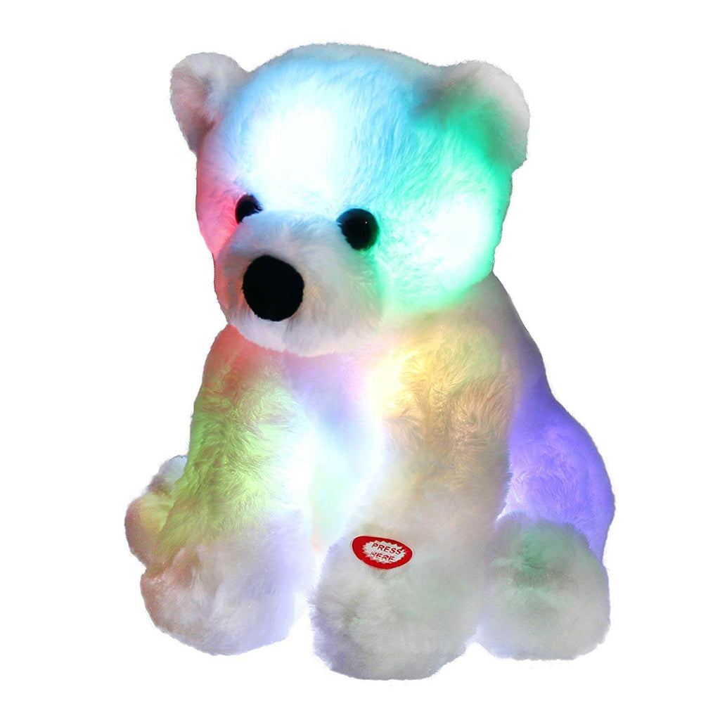 light up polar bear floppy toy, 9.5'', white | Bstaofy - Glow Guards