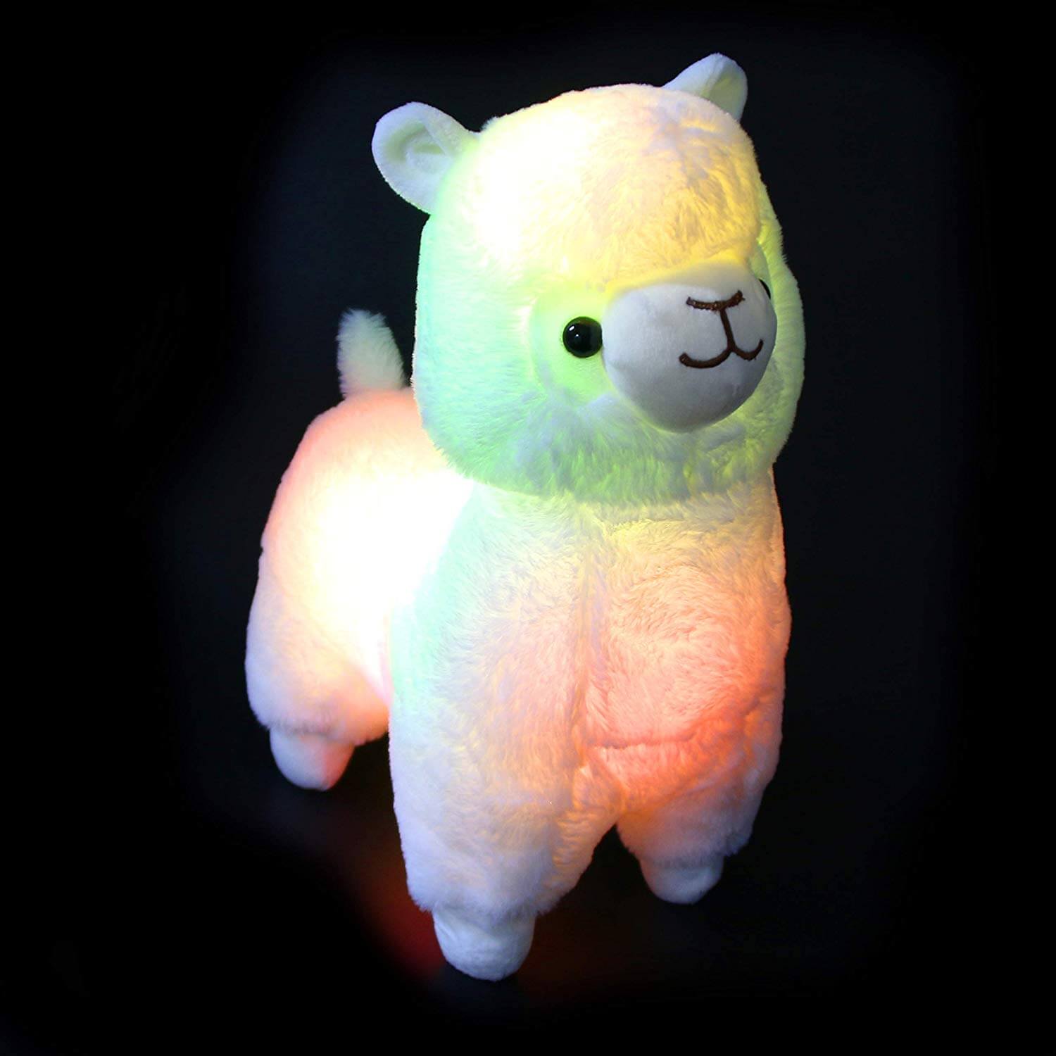 night light up llama rainbow soft toy, 14 inch | Bstaofy - Glow Guards