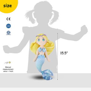 Athoinsu 15.5'' Stuffed Mermaid Doll Princess Soft Plush Toy - Glow Guards