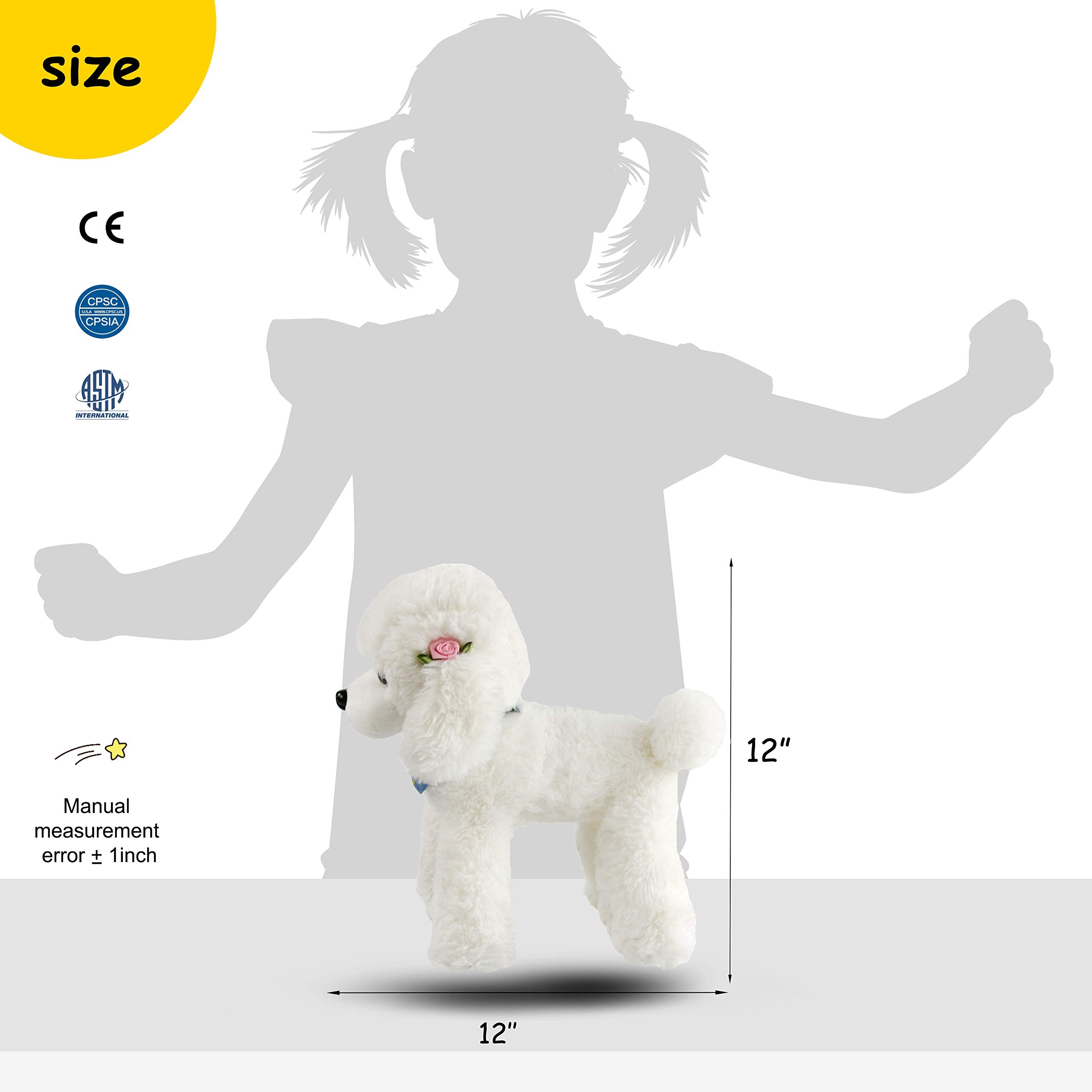 Athoinsu 12'' Realistic Stuffed Poodle Adorable Puppy Dog Soft Plush - Glow Guards