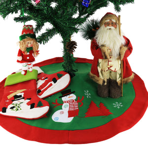 36’’ Christmas Tree Skirt with Thick Plaid Trim of 4 patterns - Glow Guards