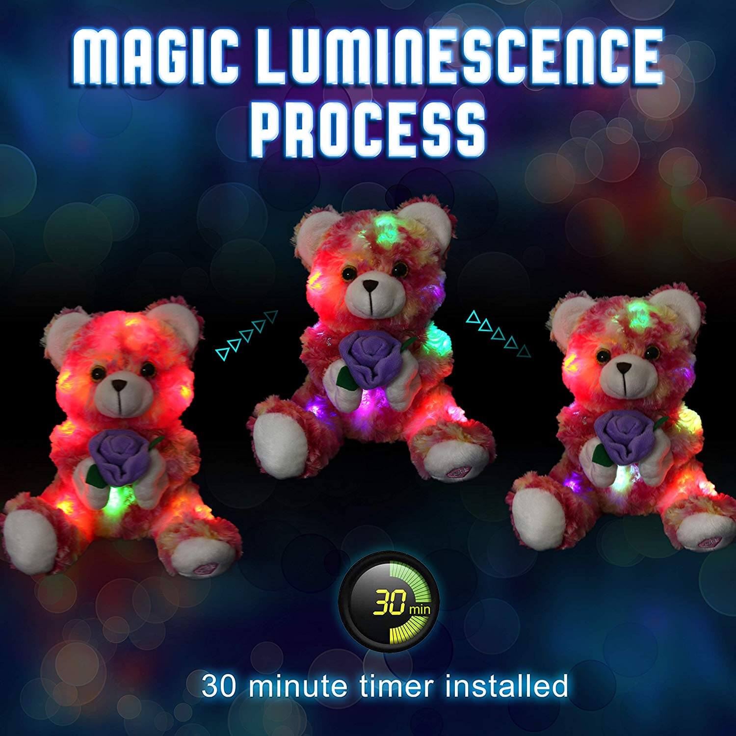 LED valentine teddy bear with rose, 9 Inch | Bstaofy - Glow Guards