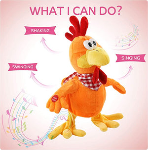 Houwsbaby Squawking Chicken Musical Stuffed Animal with a bib Walking Singing and Waving Rooster Electronic Interactive Plush Toy, 14.5 inches