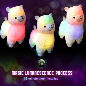night light up llama rainbow soft toy, 14 inch | Bstaofy - Glow Guards