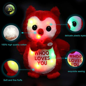 owl stuffed animal light up love plush toy, 9.5'', Red | Bstaofy - Glow Guards