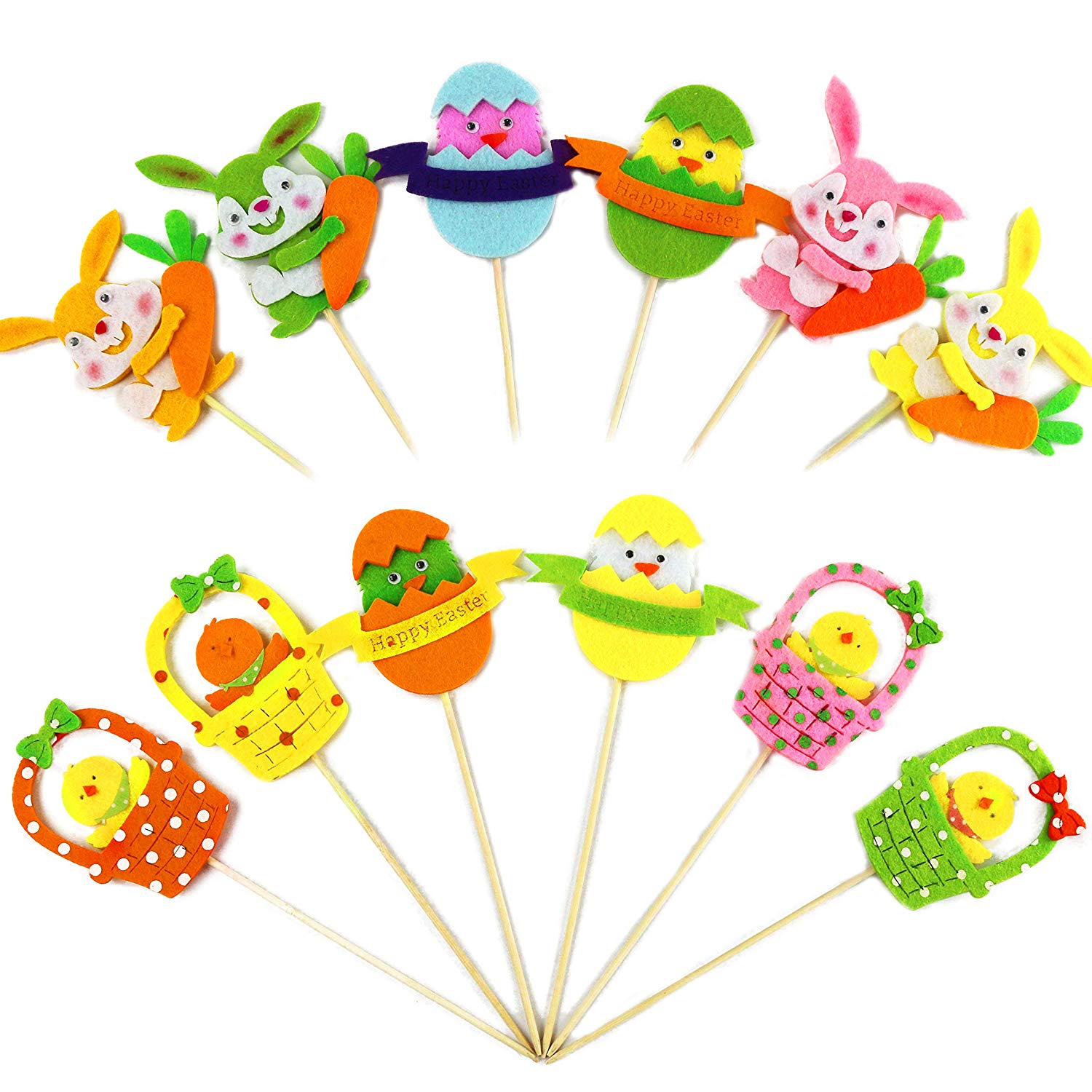 Easter garden plant picks wooden stakes decorations, 8pcs | Bstaofy - Glow Guards