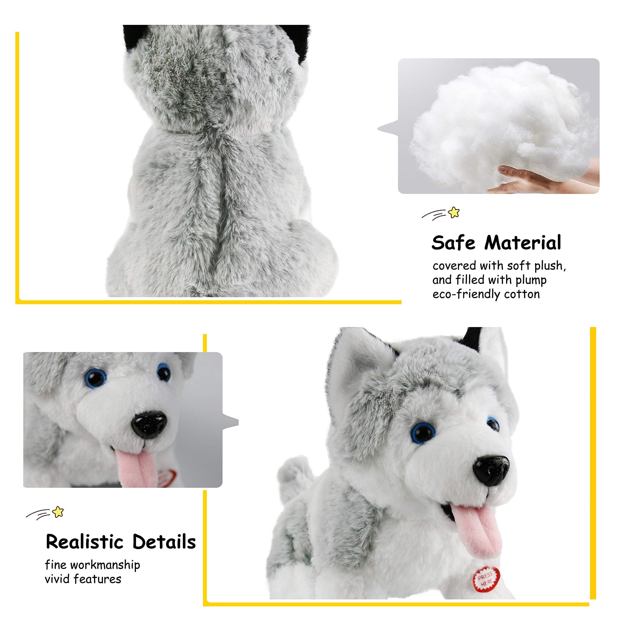 Athoinsu Light up Stuffed Husky Puppy Dog Soft Plush Toy with Magic Lights, 8'' - Glow Guards