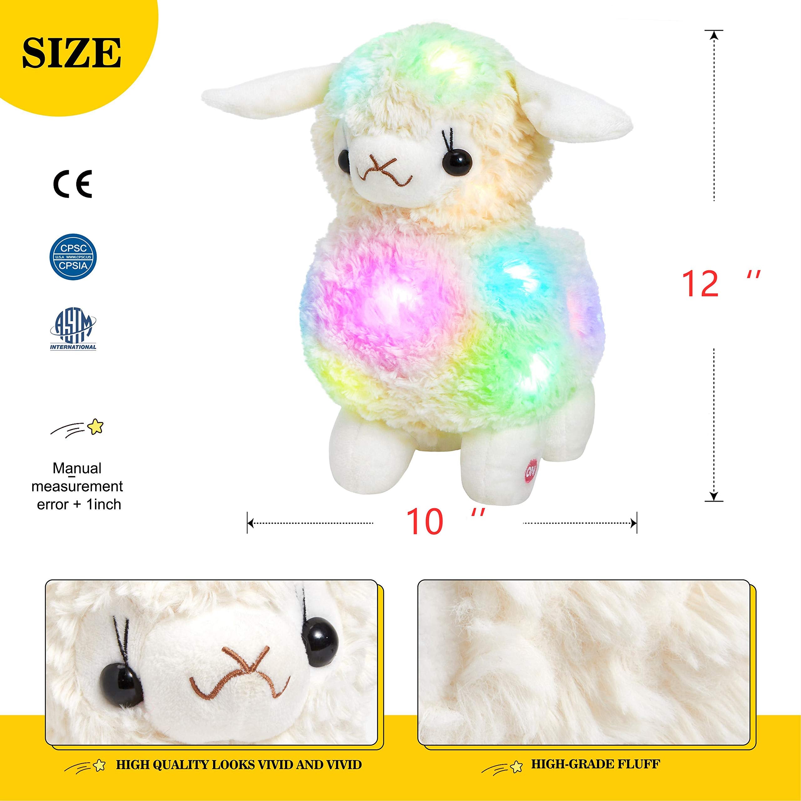 Bstaofy 12'' Light up White Lamb LED Stuffed Animals Sheep - Glow Guards