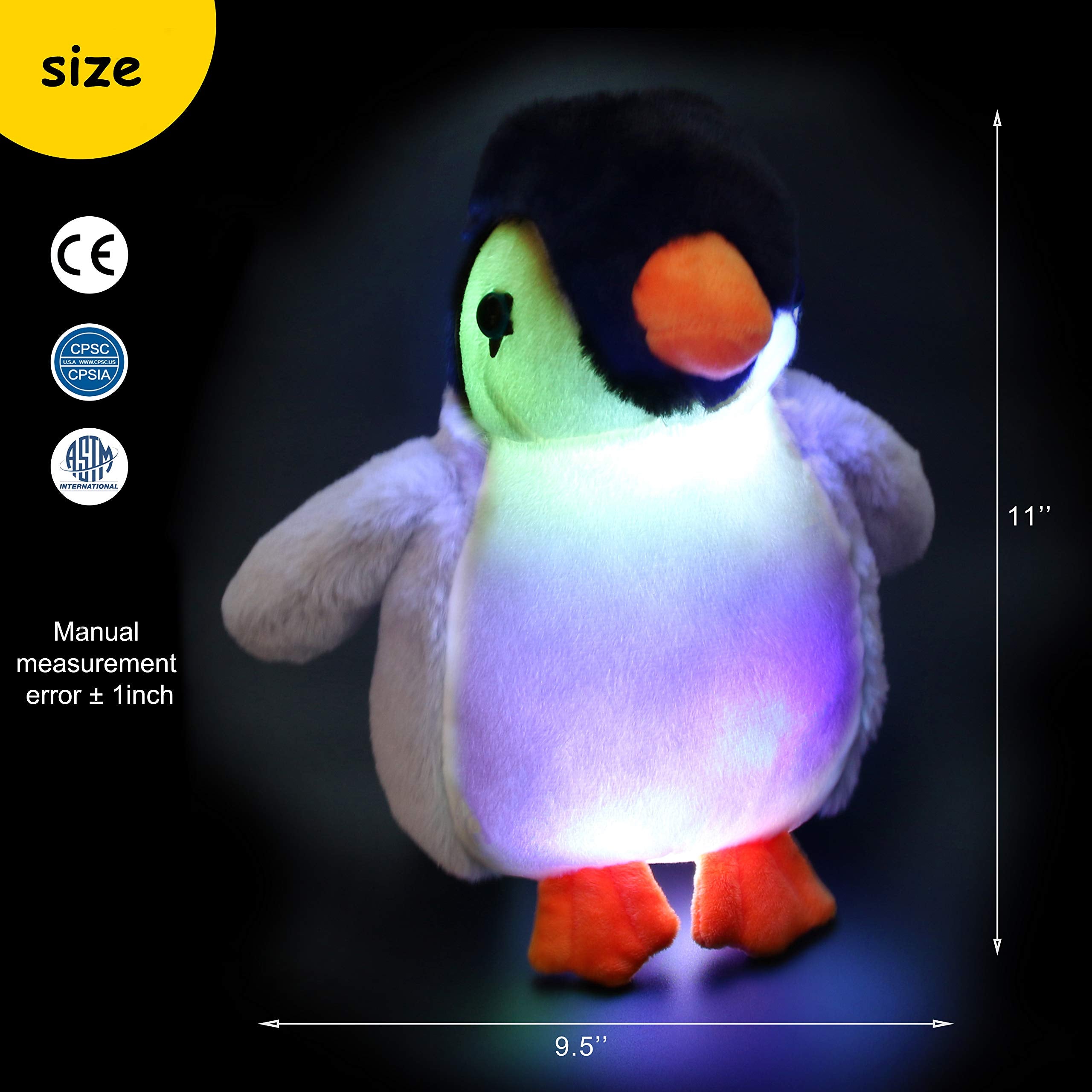 Bstaofy Glow Penguin Stuffed Animal Gray LED Soft Perky - Glow Guards