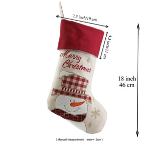 linen Christmas stockings set of 3 for family, 17'' | Bstaofy - Glow Guards
