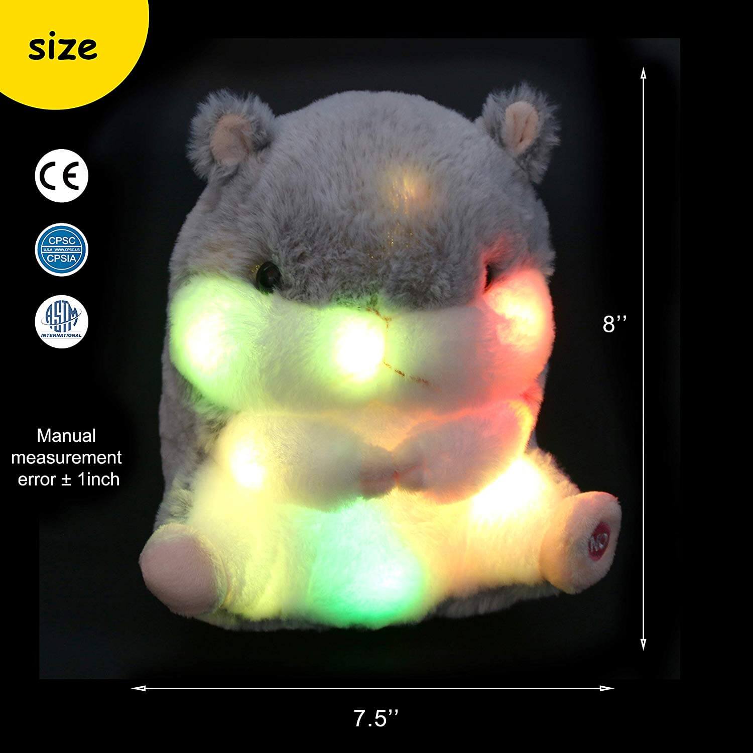 light up hamster glow mouse toy, 8'' | Bstaofy - Glow Guards