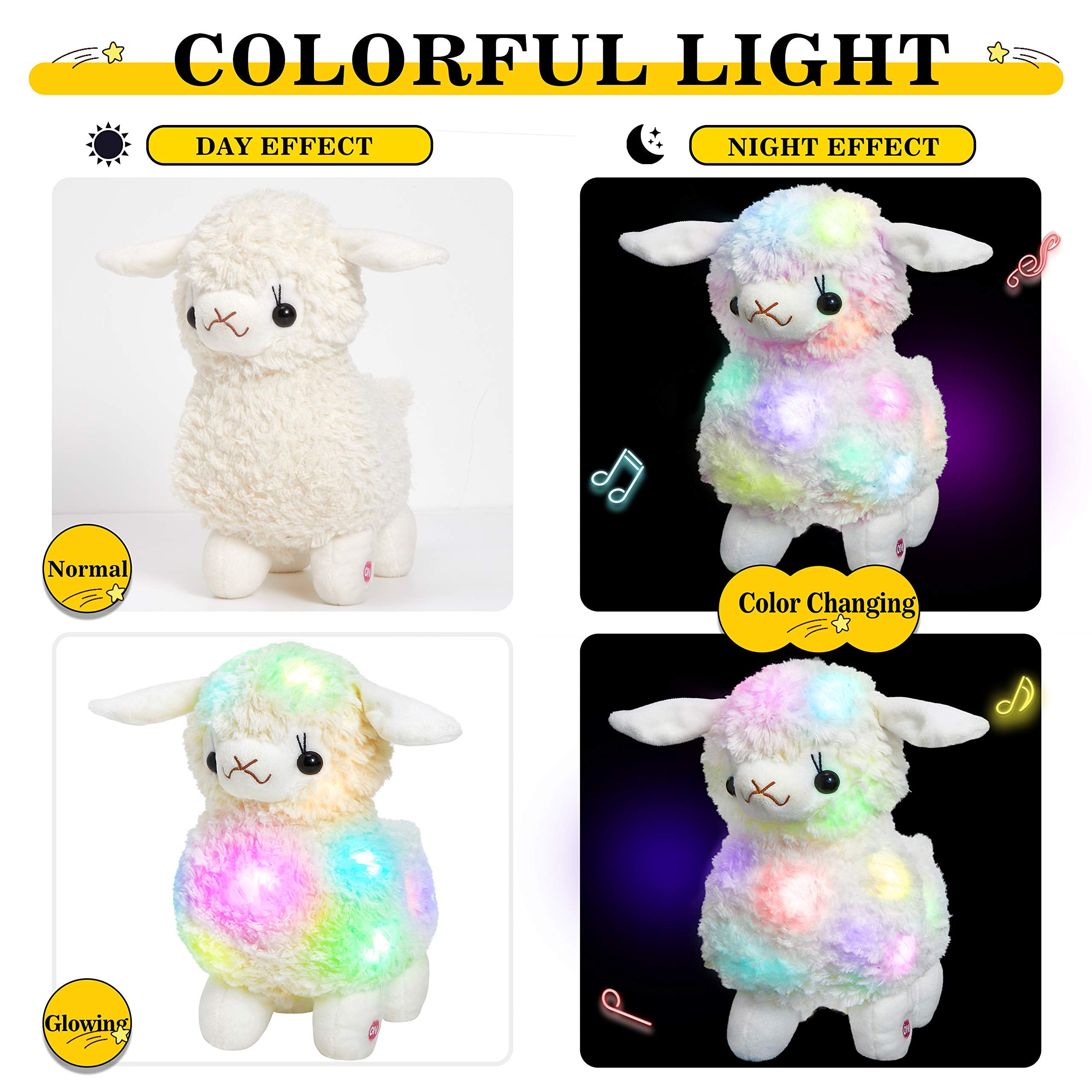 Bstaofy 12'' Light up White Lamb LED Stuffed Animals Sheep - Glow Guards