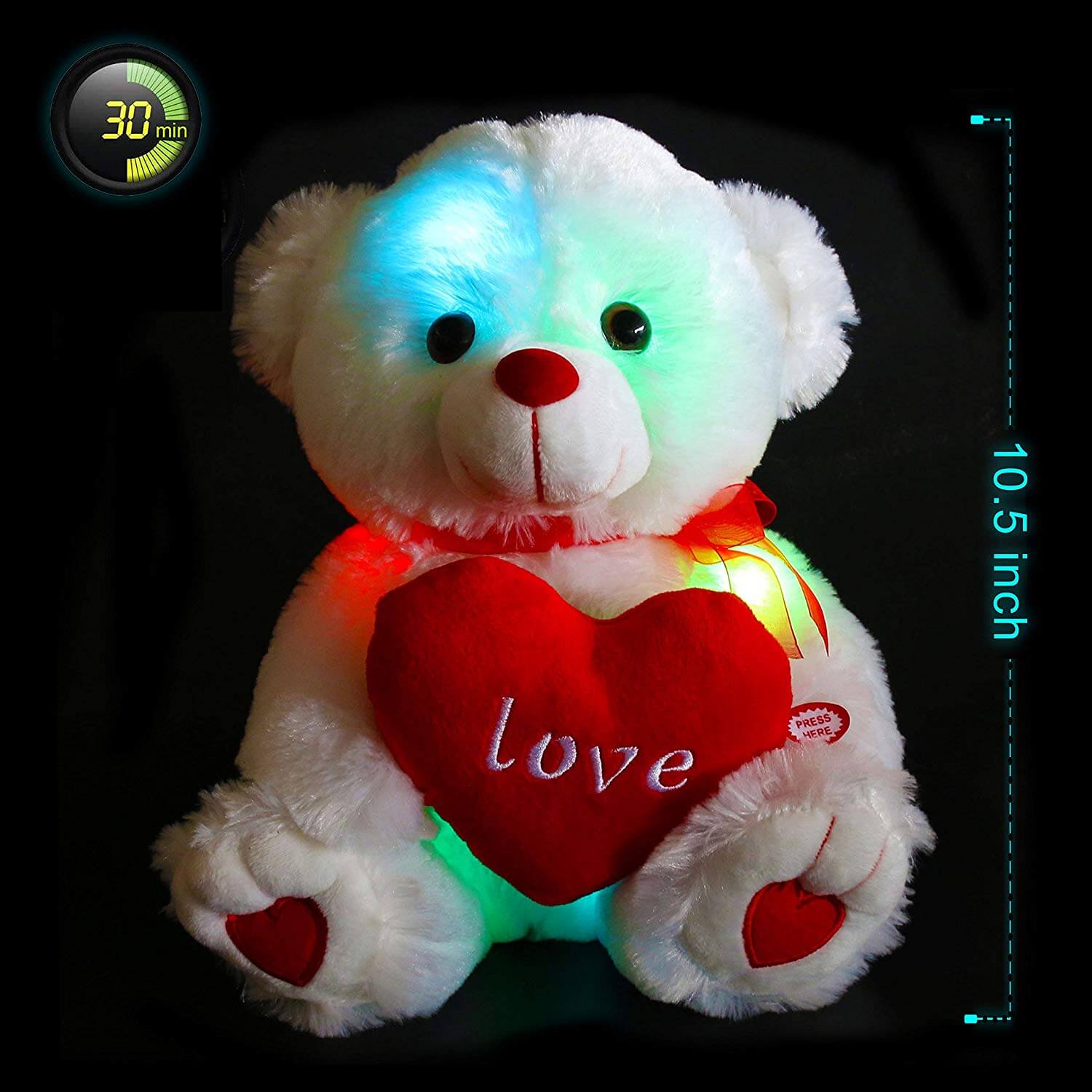 light up teddy bear love gift, 10.5-inch | Bstaofy - Glow Guards
