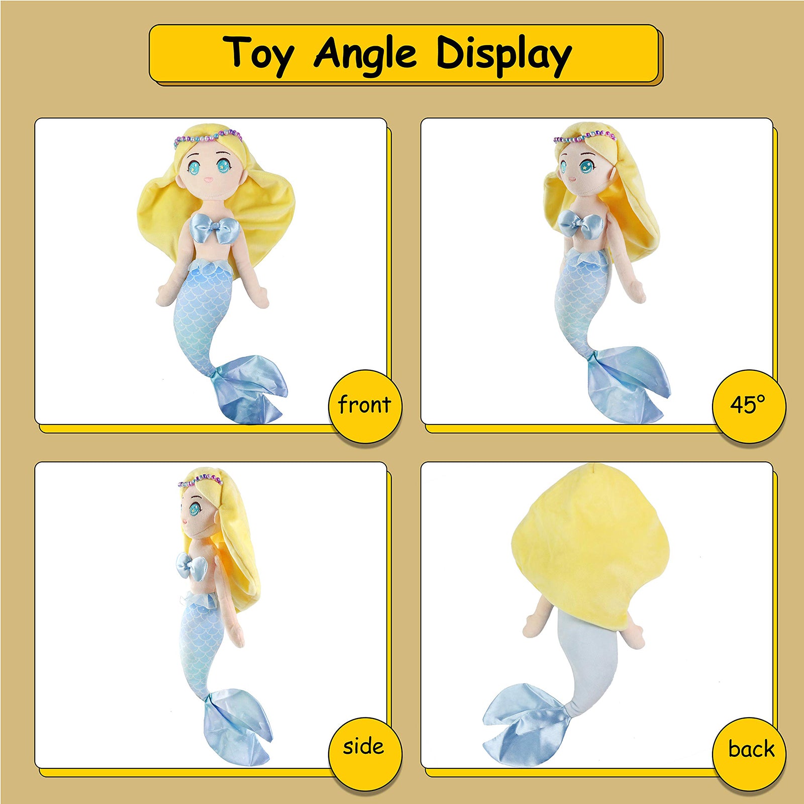 Athoinsu 15.5'' Stuffed Mermaid Doll Princess Soft Plush Toy - Glow Guards