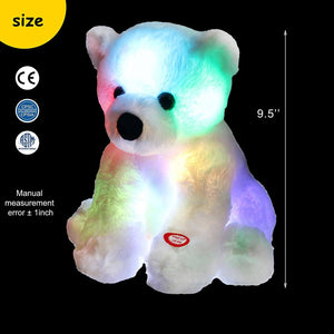 light up polar bear floppy toy, 9.5'', white | Bstaofy - Glow Guards