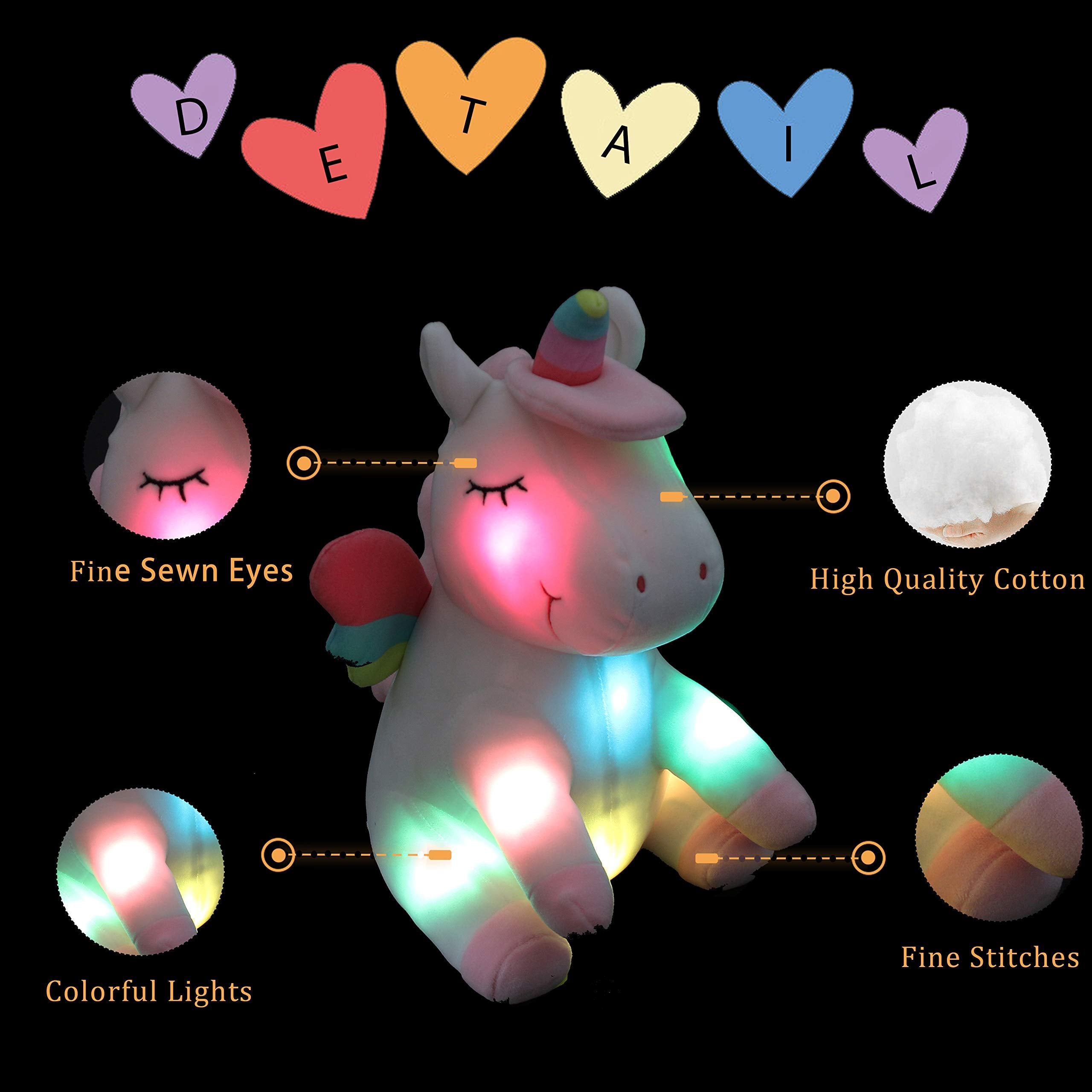 Athoinsu Light up Unicorn Soft Plush Toy LED Stuffed Animals - Glow Guards