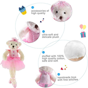 ballerina teddy bear pink stuffed animal 15-inch | Bstaofy - Glow Guards