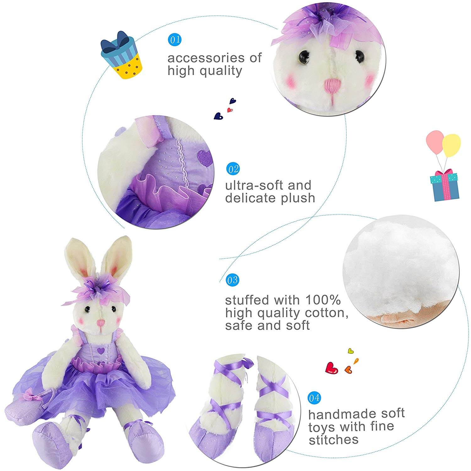 ballerina rabbit stuffed animals plush toy 23-Inch | Bstaofy - Glow Guards