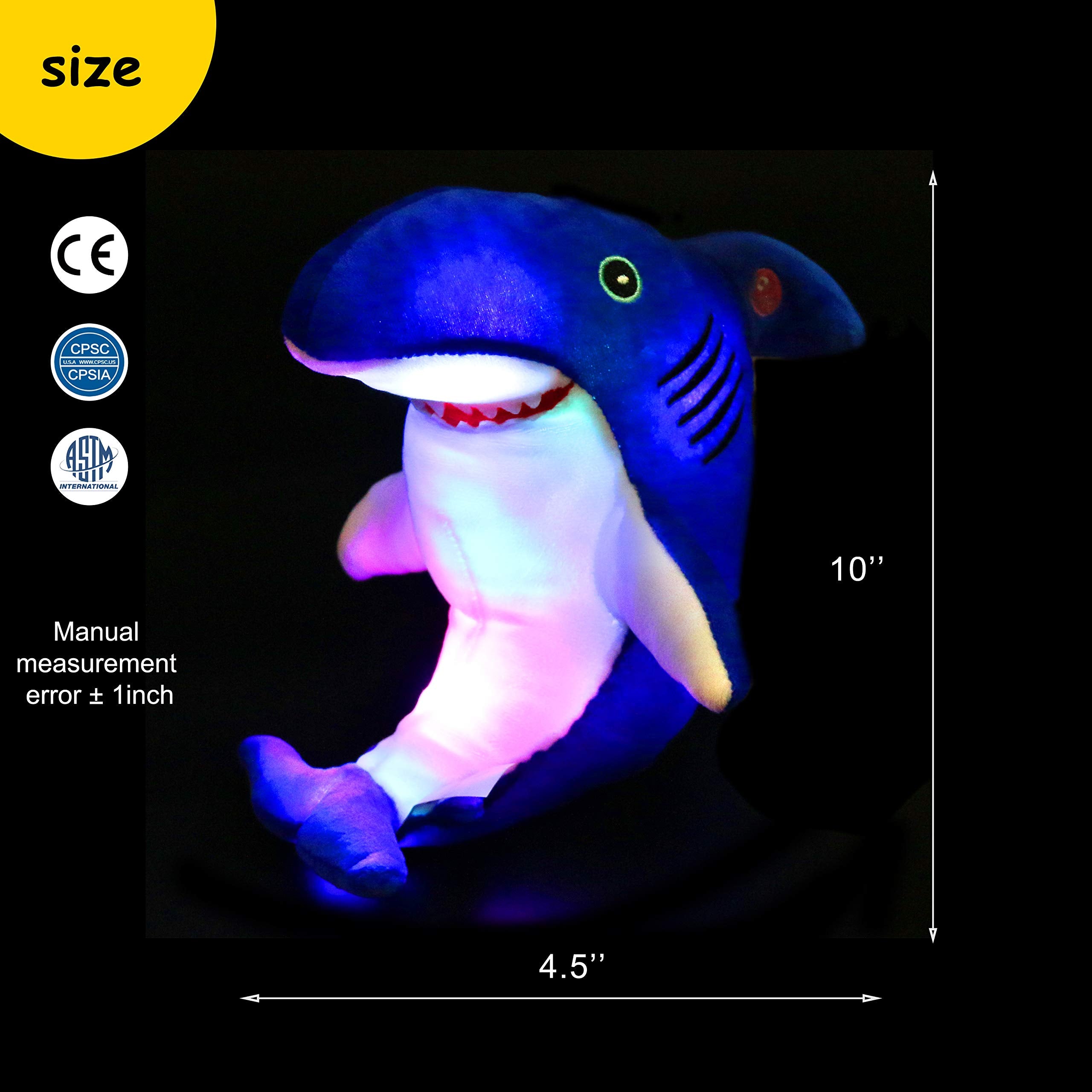 Bstaofy Light up Blue Shark Stuffed Animal - Glow Guards