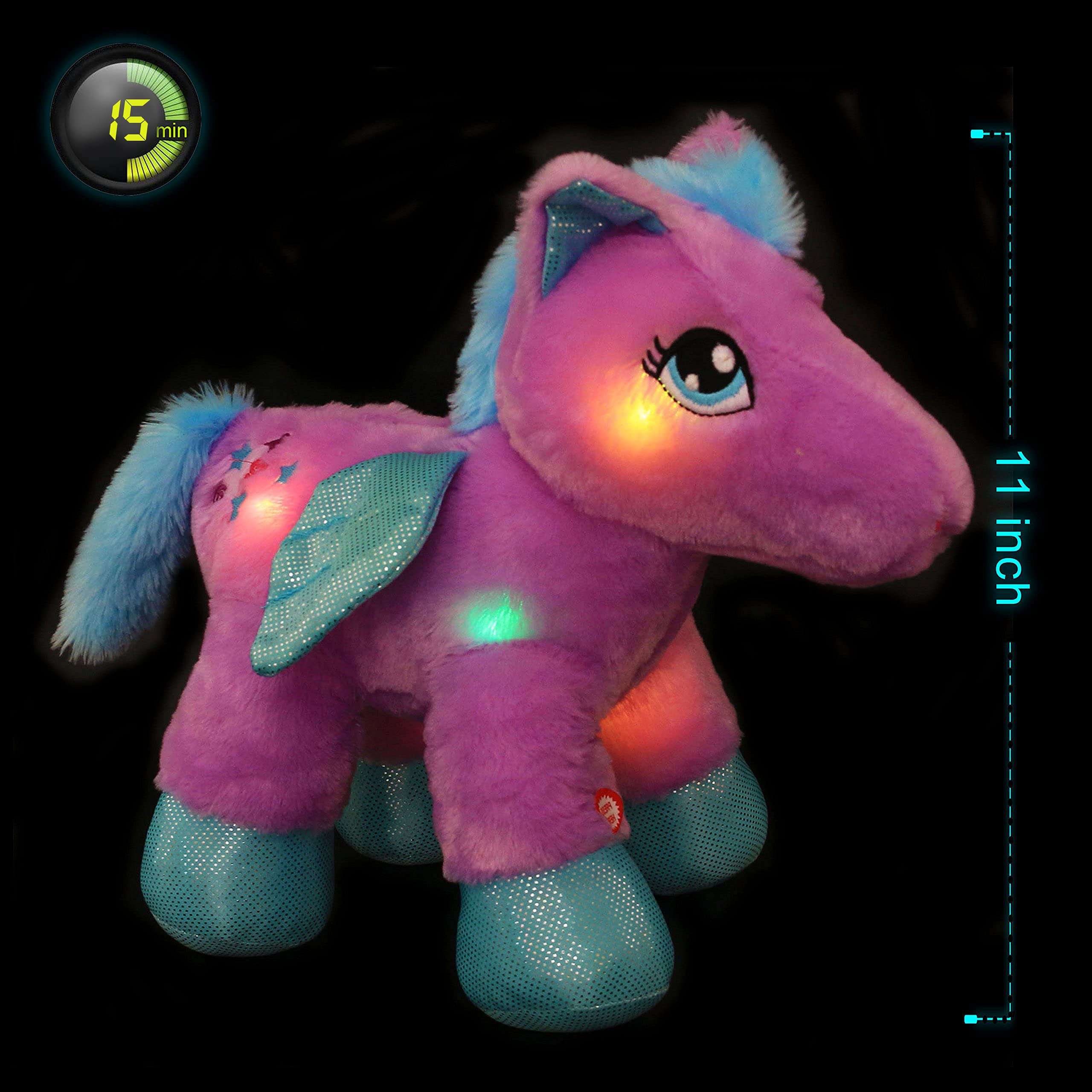 WEWILL Light up Unicorn Stuffed Animal Glow Soft LED Pegasus Toys - Glow Guards