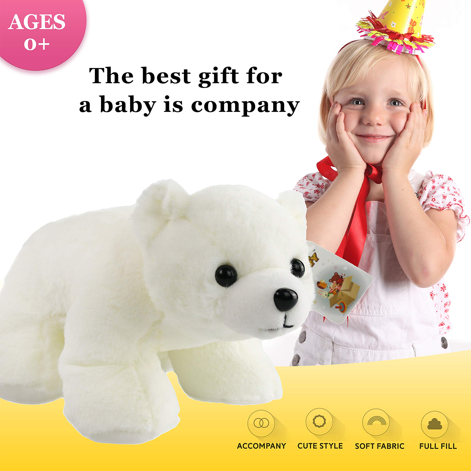 Bstaofy 11'' Light up Polar Bear LED Stuffed Animals Night Light - Glow Guards