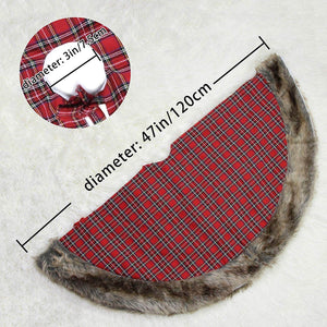 36''/48'' red buffalo Christmas tree skirt with faux fur trim| Bstaofy - Glow Guards