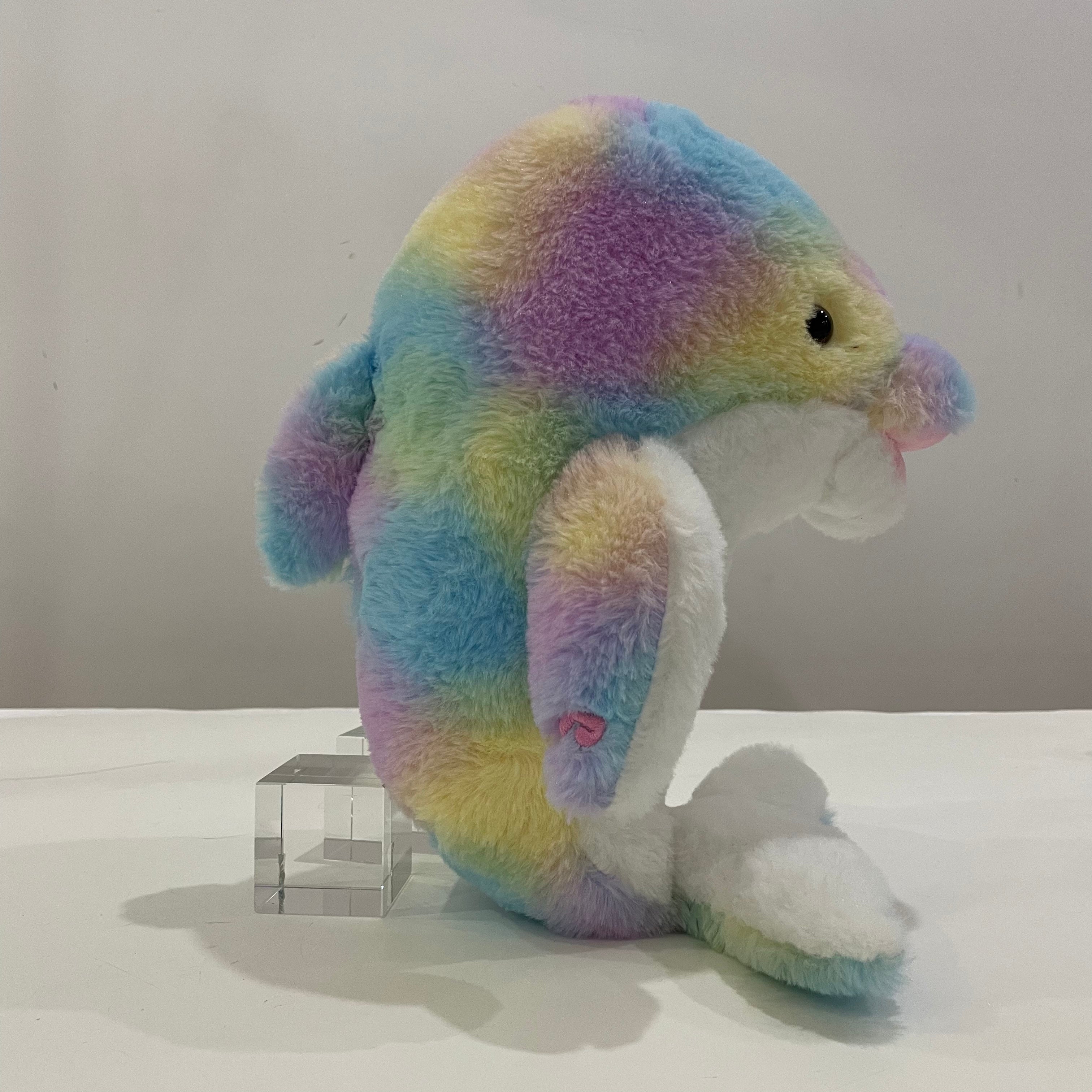 Light up Dolphin Rainbow Stuffed Animals LED Ocean Life Soft Plush Toy with Night Light Bedtime Pal Valentine's Day Birthday for Toddler Kids