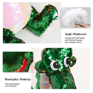 Athoinsu 16'' Sequin Dinosaur Plush Toy Stuffed Animal Jurassic Din - Glow Guards