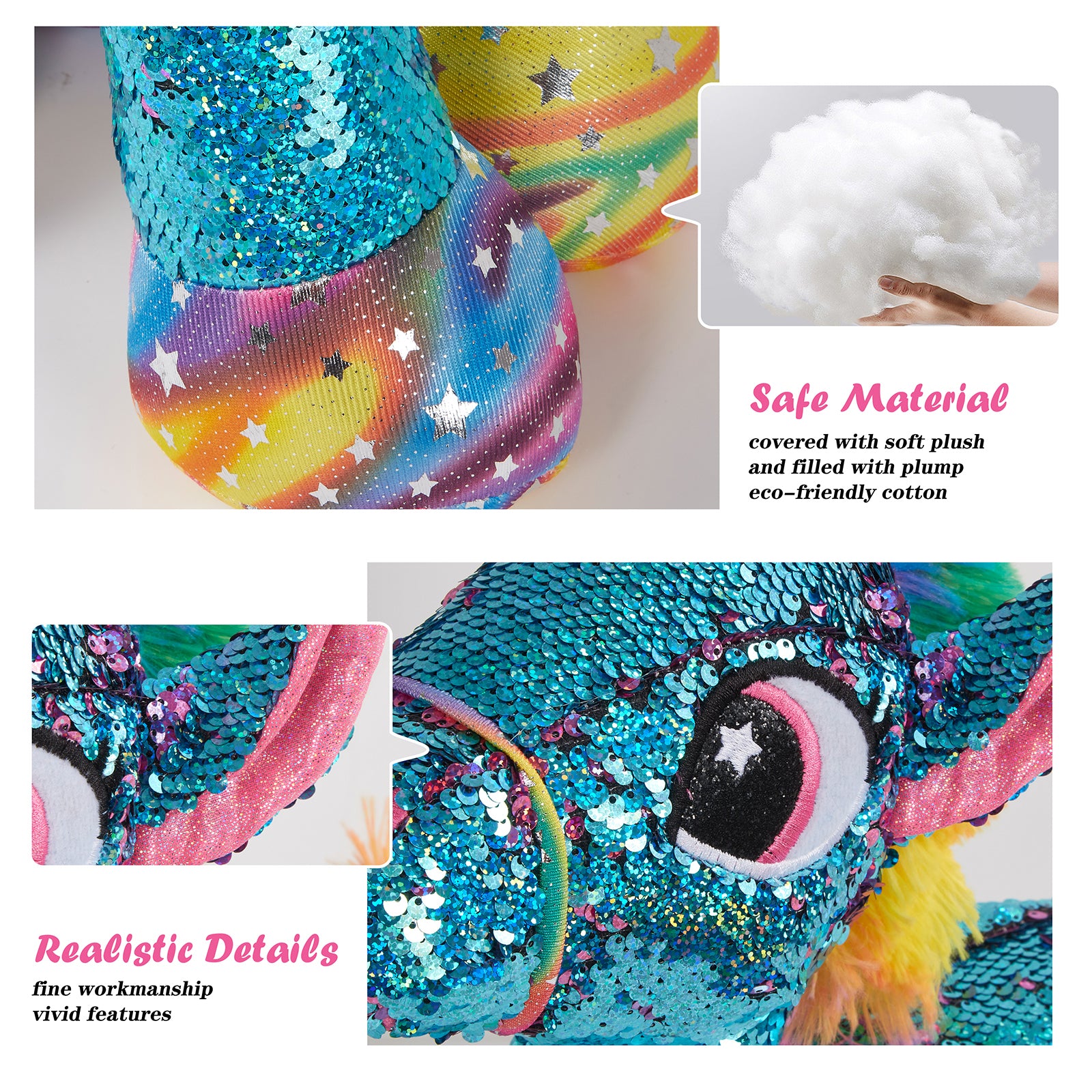 Athoinsu 13'' Flip Sequin Stuffed Unicorn Plush Toy - Glow Guards