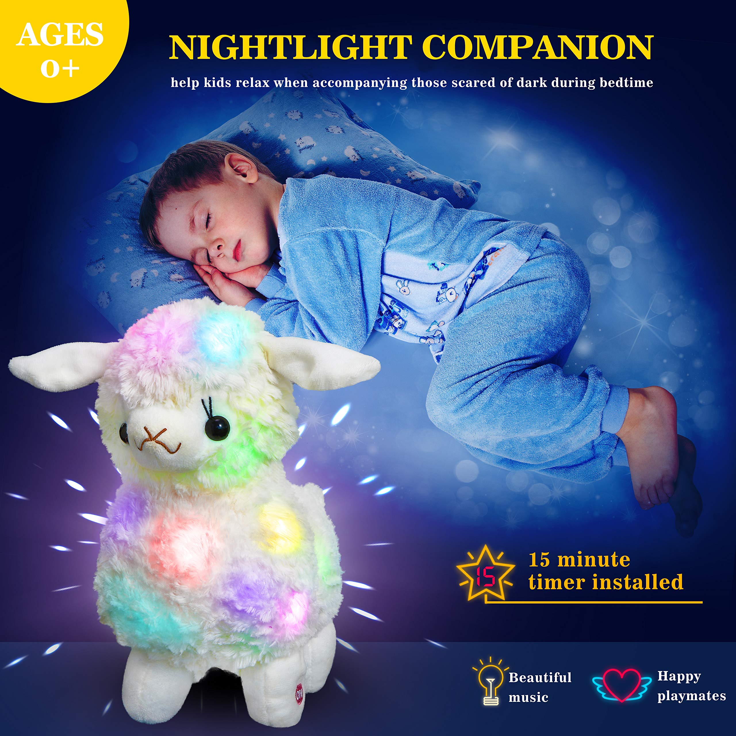 Bstaofy 12'' Light up White Lamb LED Stuffed Animals Sheep - Glow Guards