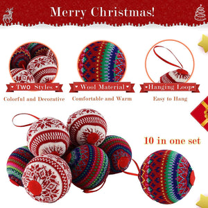 2.95" (75mm) knit Christmas balls ornament, 10 pcs | Bstaofy - Glow Guards