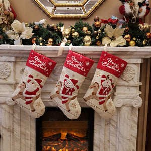 Christmas stockings set of 3 for family with border  17'' | Bstaofy - Glow Guards