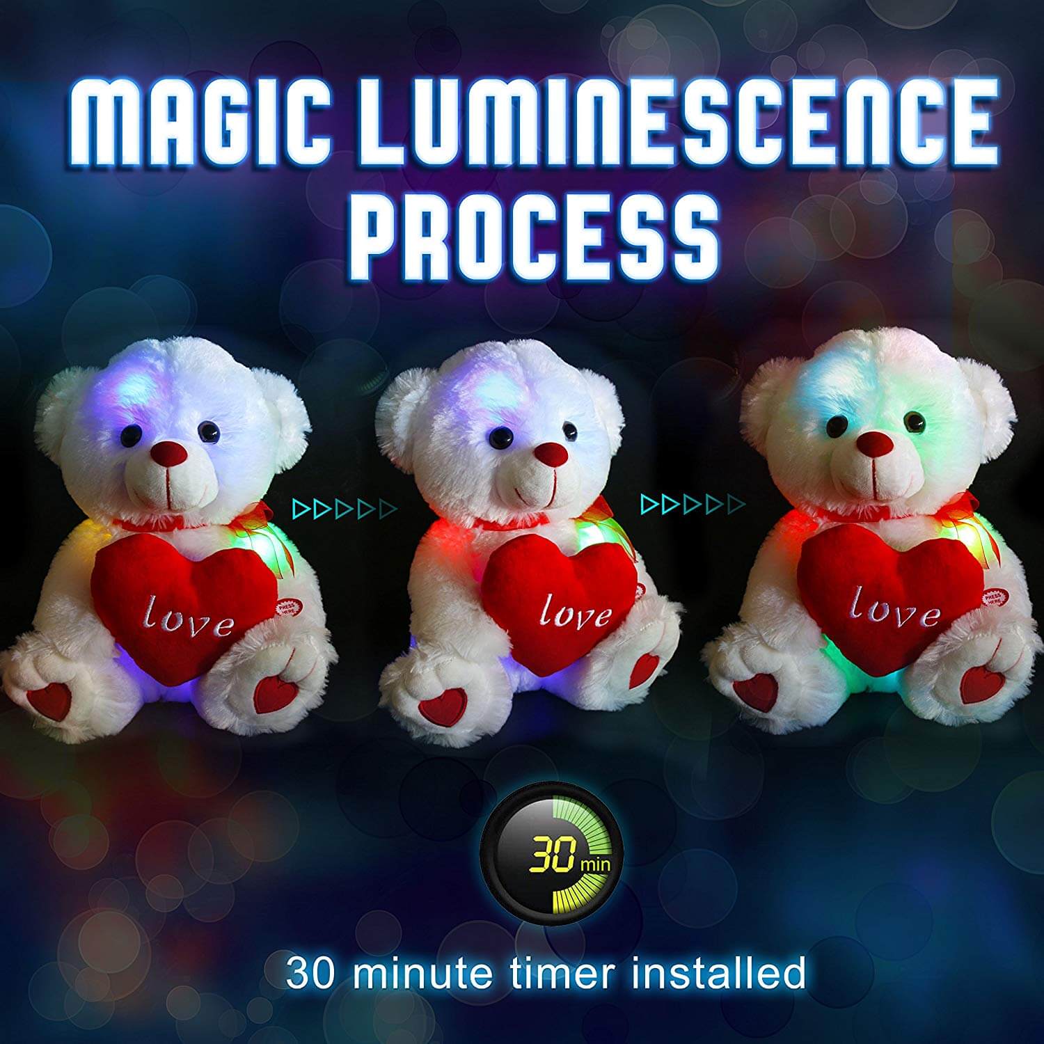 light up teddy bear love gift, 10.5-inch | Bstaofy - Glow Guards