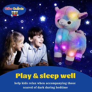 Glow Guards 12'' Light up Rainbow Alpaca Soft Plush Toy Stuffed - Glow Guards