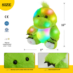 Bstaofy Musical Light Up Dinosaur Stuffed Animal Glow Green - Glow Guards