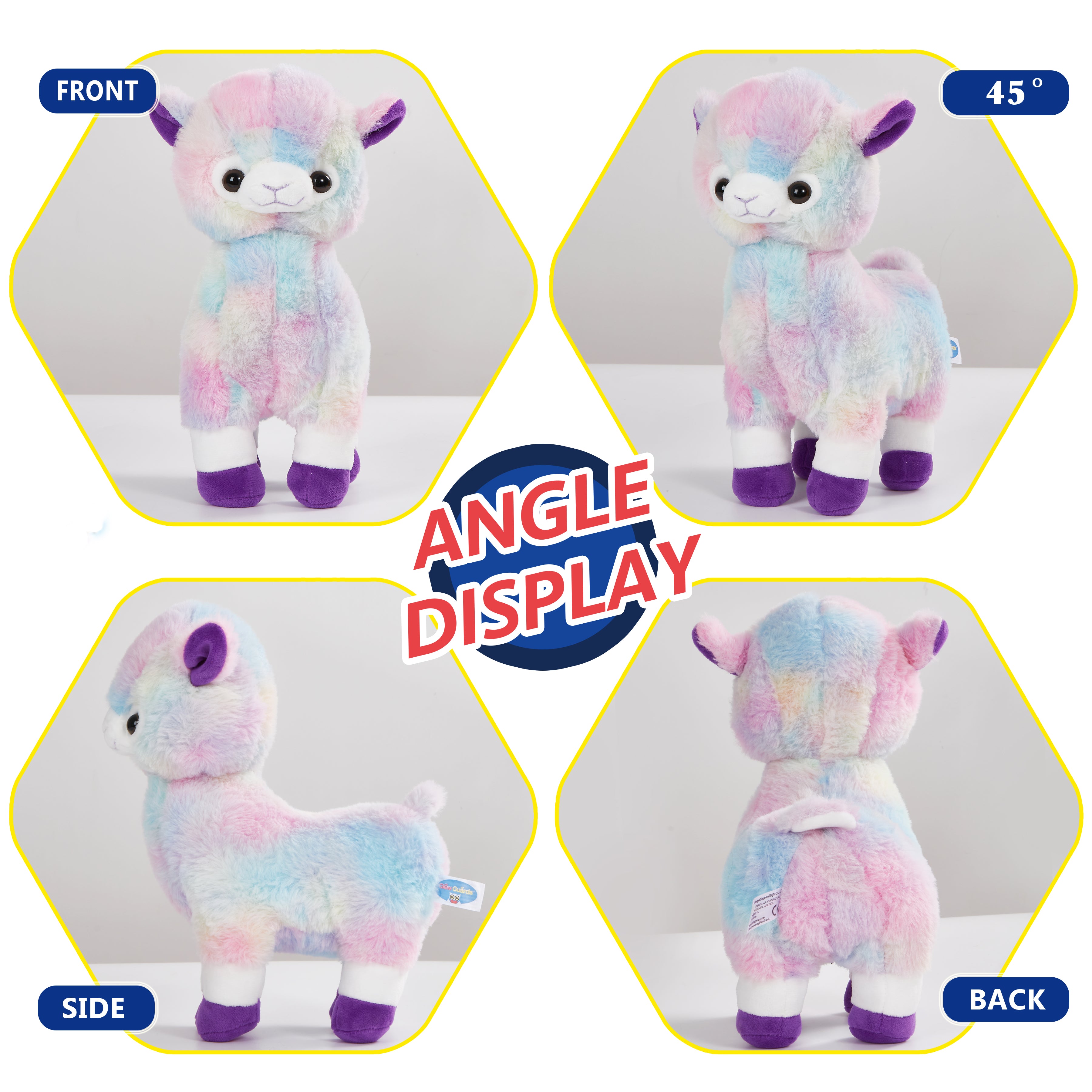 Glow Guards 12'' Light up Rainbow Alpaca Soft Plush Toy Stuffed - Glow Guards