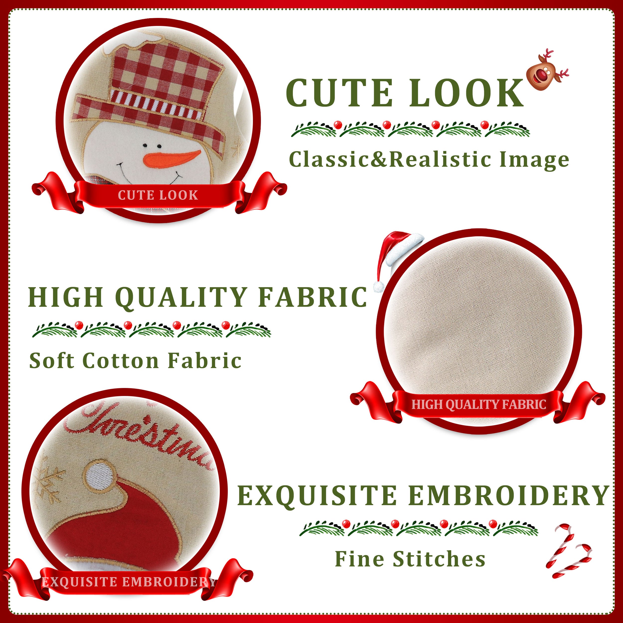 linen Christmas stockings set of 3 for family, 17'' | Bstaofy - Glow Guards