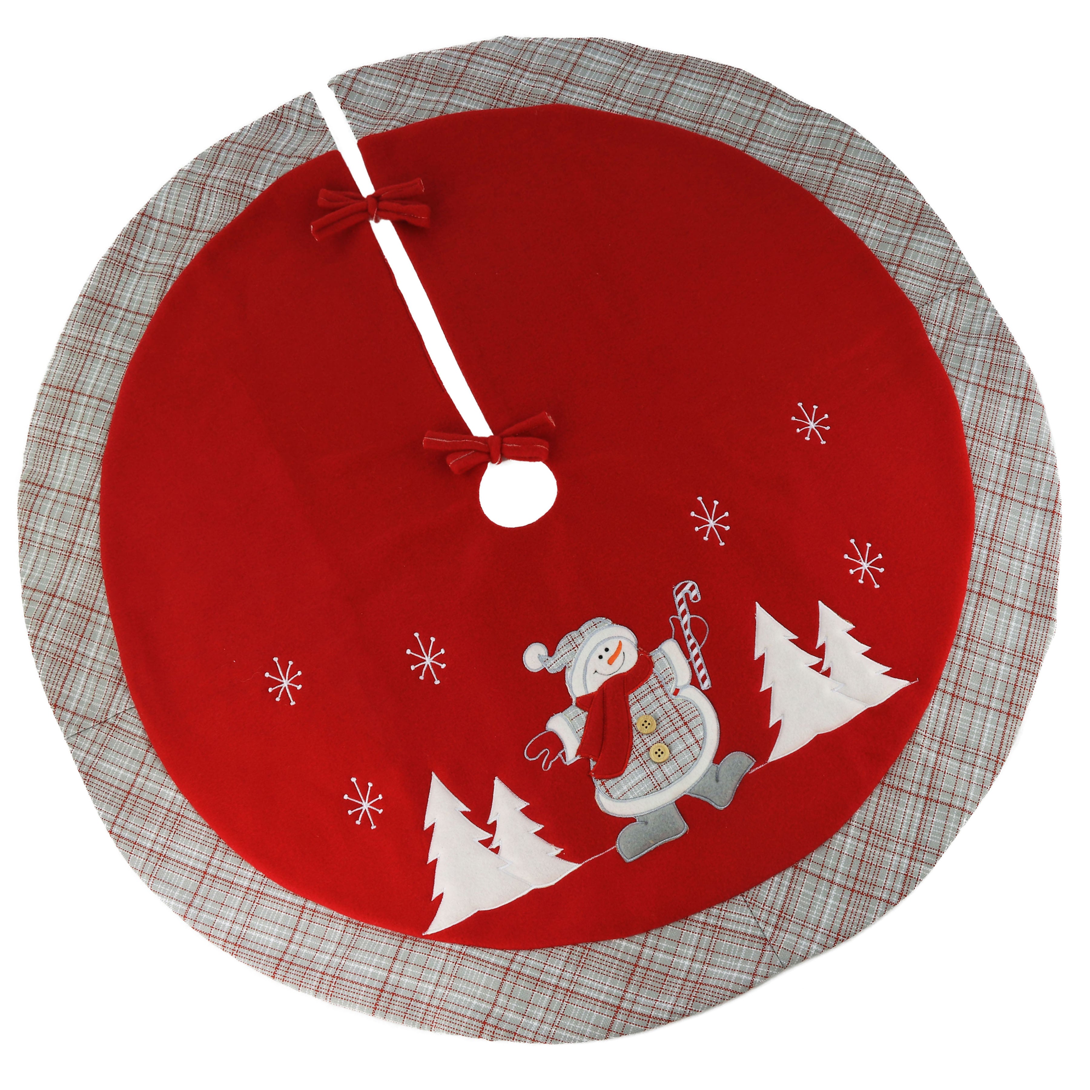 36’’ Christmas Tree Skirt with Thick Plaid Trim of 4 patterns - Glow Guards
