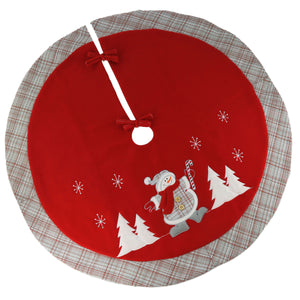 36’’ Christmas Tree Skirt with Thick Plaid Trim of 4 patterns - Glow Guards