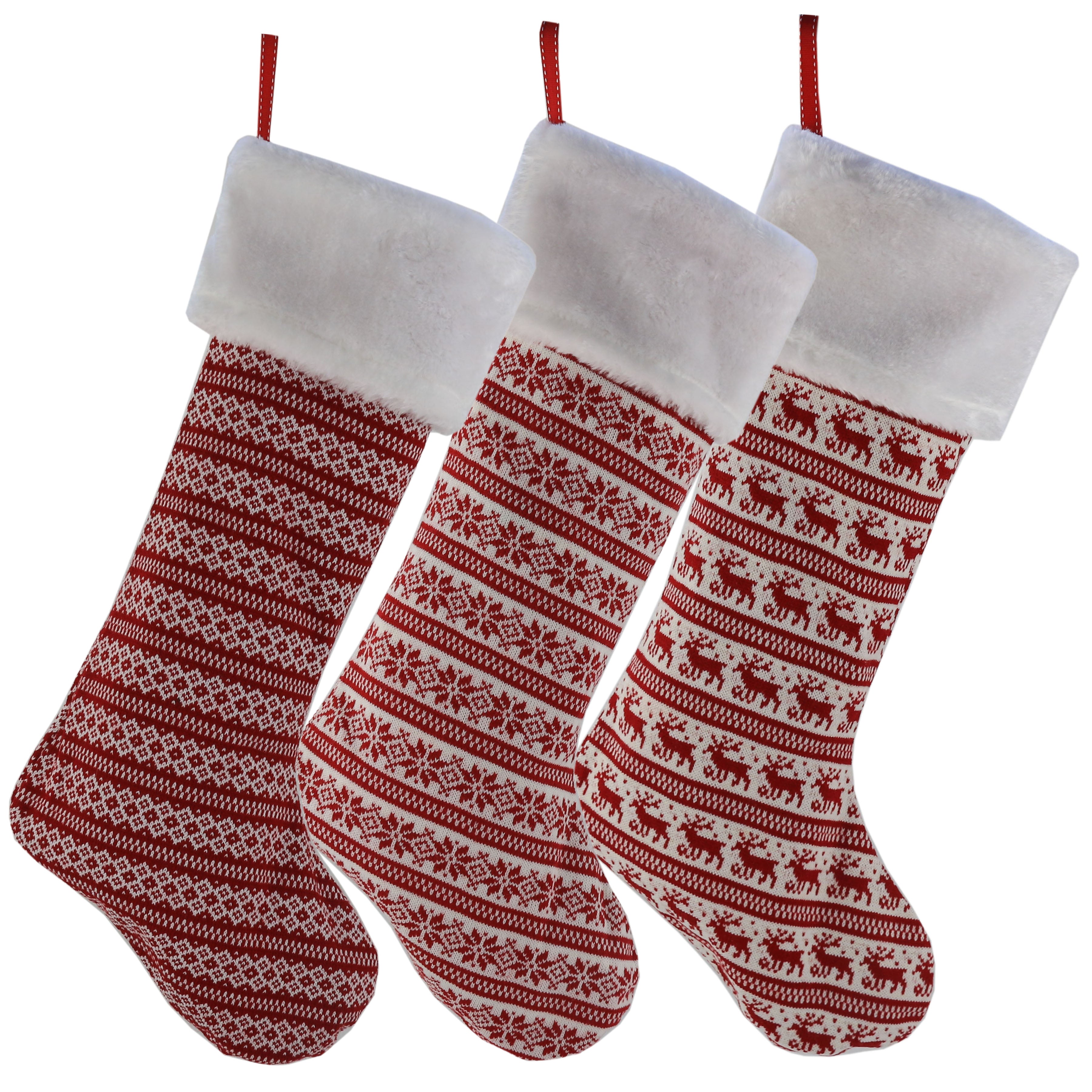 striped knit Christmas stockings decoration, 19'' | Bstaofy - Glow Guards